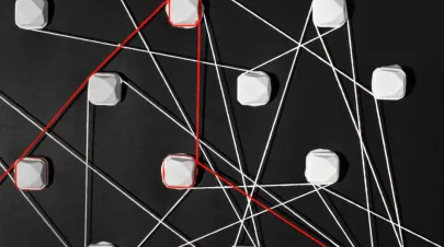 Still life of red thread connection